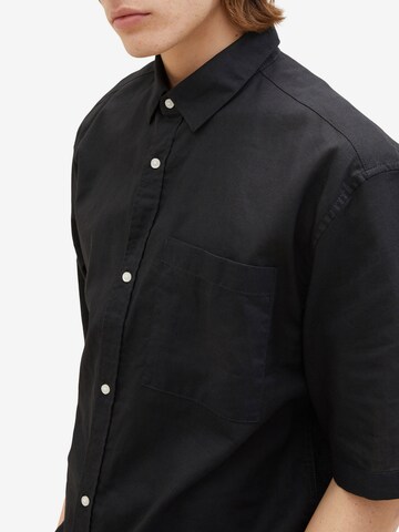 TOM TAILOR DENIM Comfort fit Button Up Shirt in Black