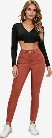 KoJooin Jeansy 'Damen Slim Fit Jeans mit Waschung – Eng anliegende, taillierte Skinny Jeans für eine figurbetonte' w kolorze czerwony: przód