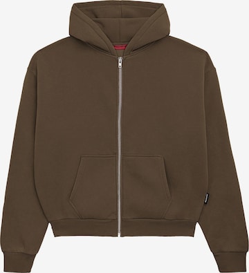 Prohibited Zip-Up Hoodie in Brown: front