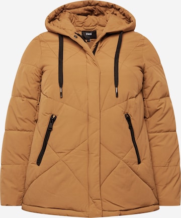 Zizzi Winter Jacket 'Mharbour' in Brown: front