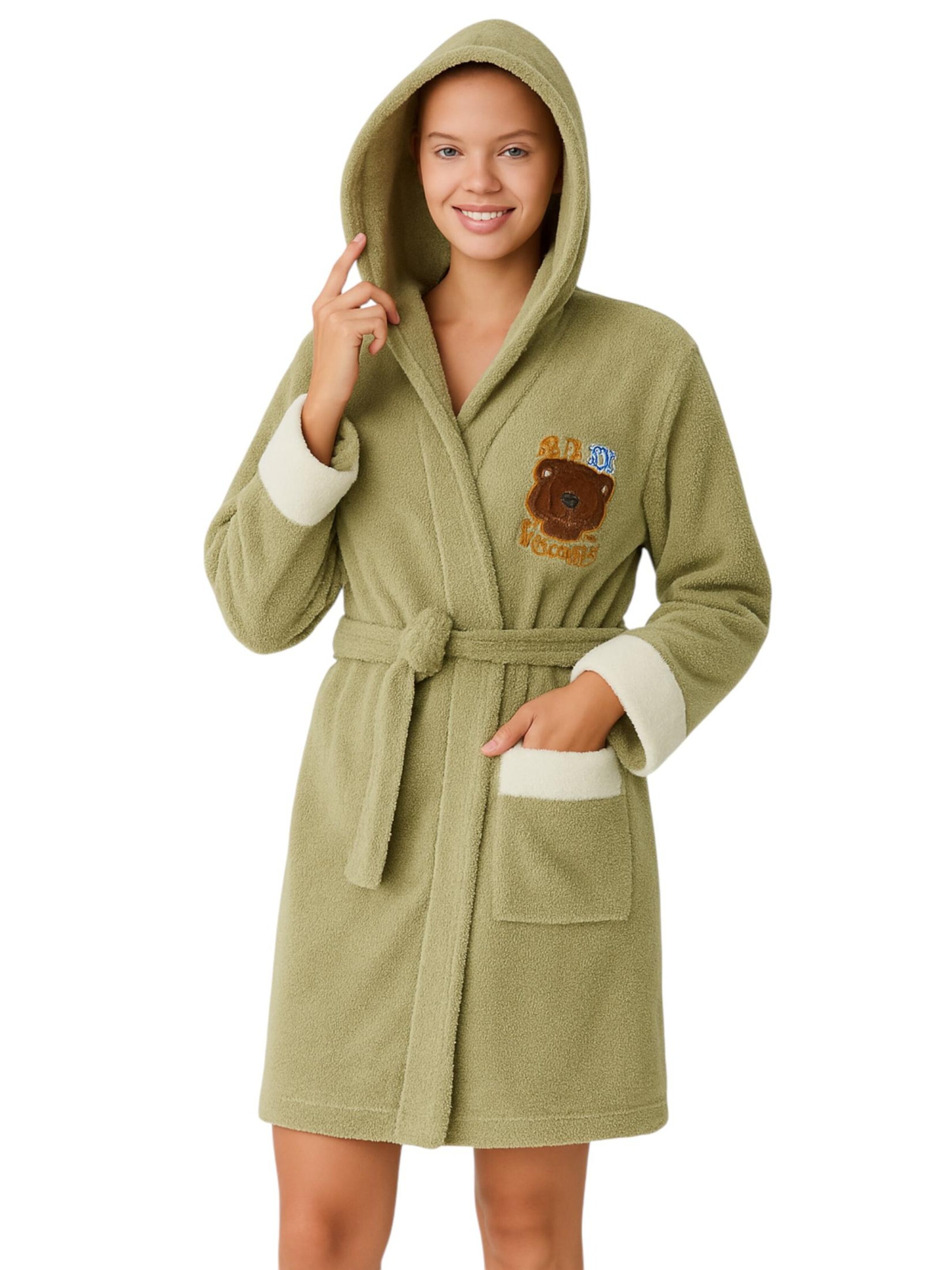 fashionshowcase Short Bathrobe 'CosyDream' in Green