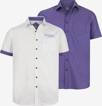 Jan Vanderstorm Comfort fit Button Up Shirt ' Evin ' in Purple: front