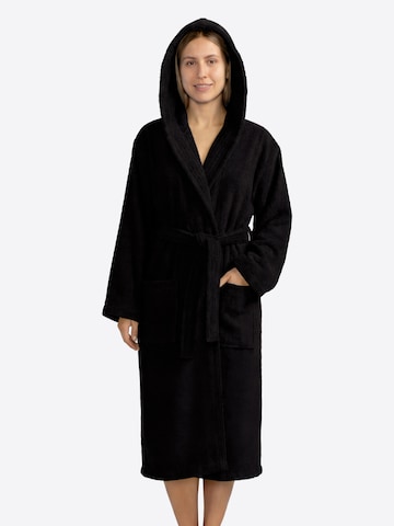celodoro Long Bathrobe 'Home & Spa Collection' in Black: front