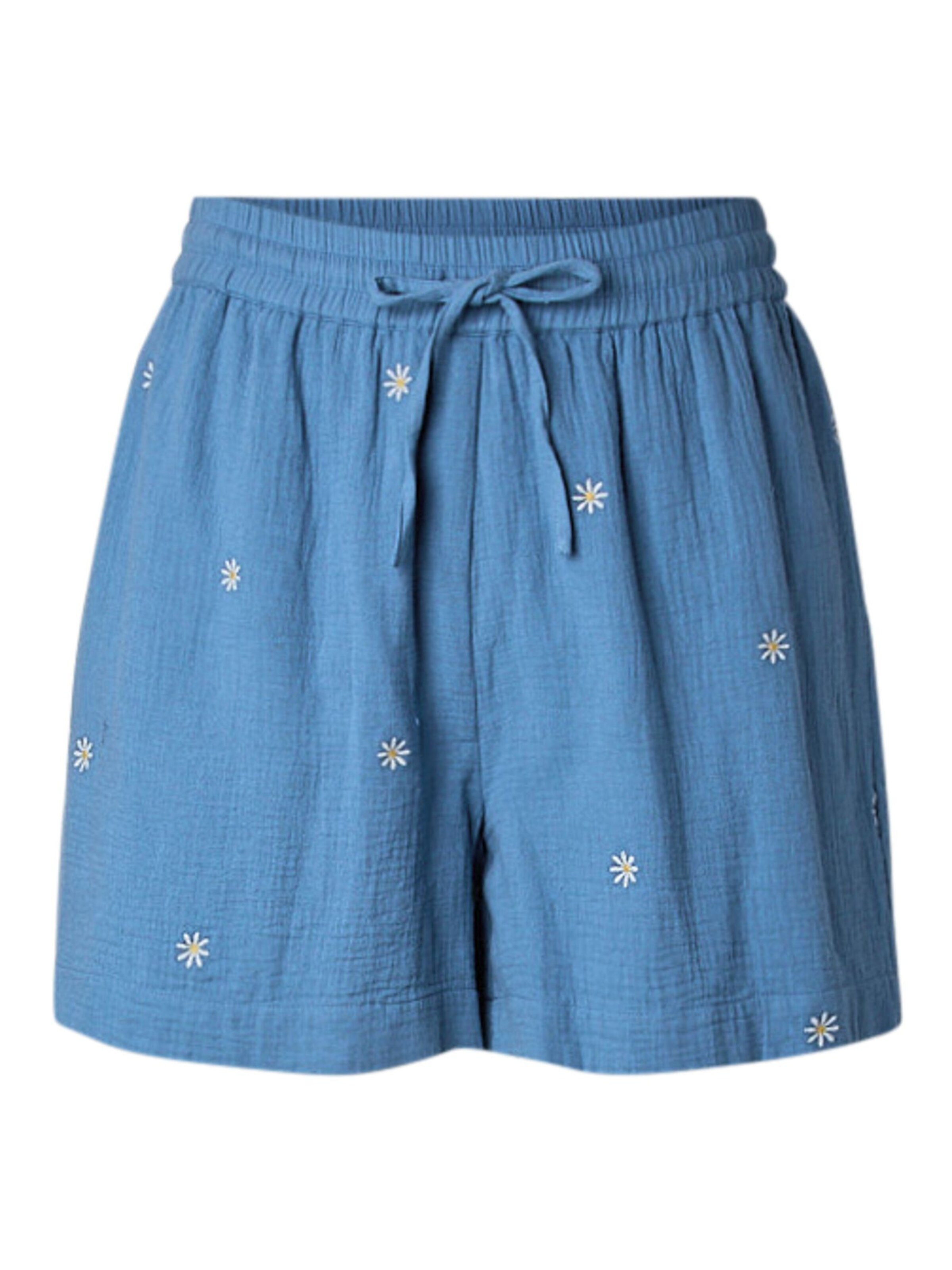 PIECES Broek 'PCSastina' in 38 in de kleur Blauw denim / Geel / Wit, Productweergave