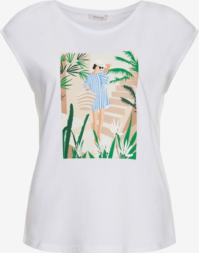 Tricou 'Poolprint' Orsay pe nisipiu / verde / alb, Vizualizare produs