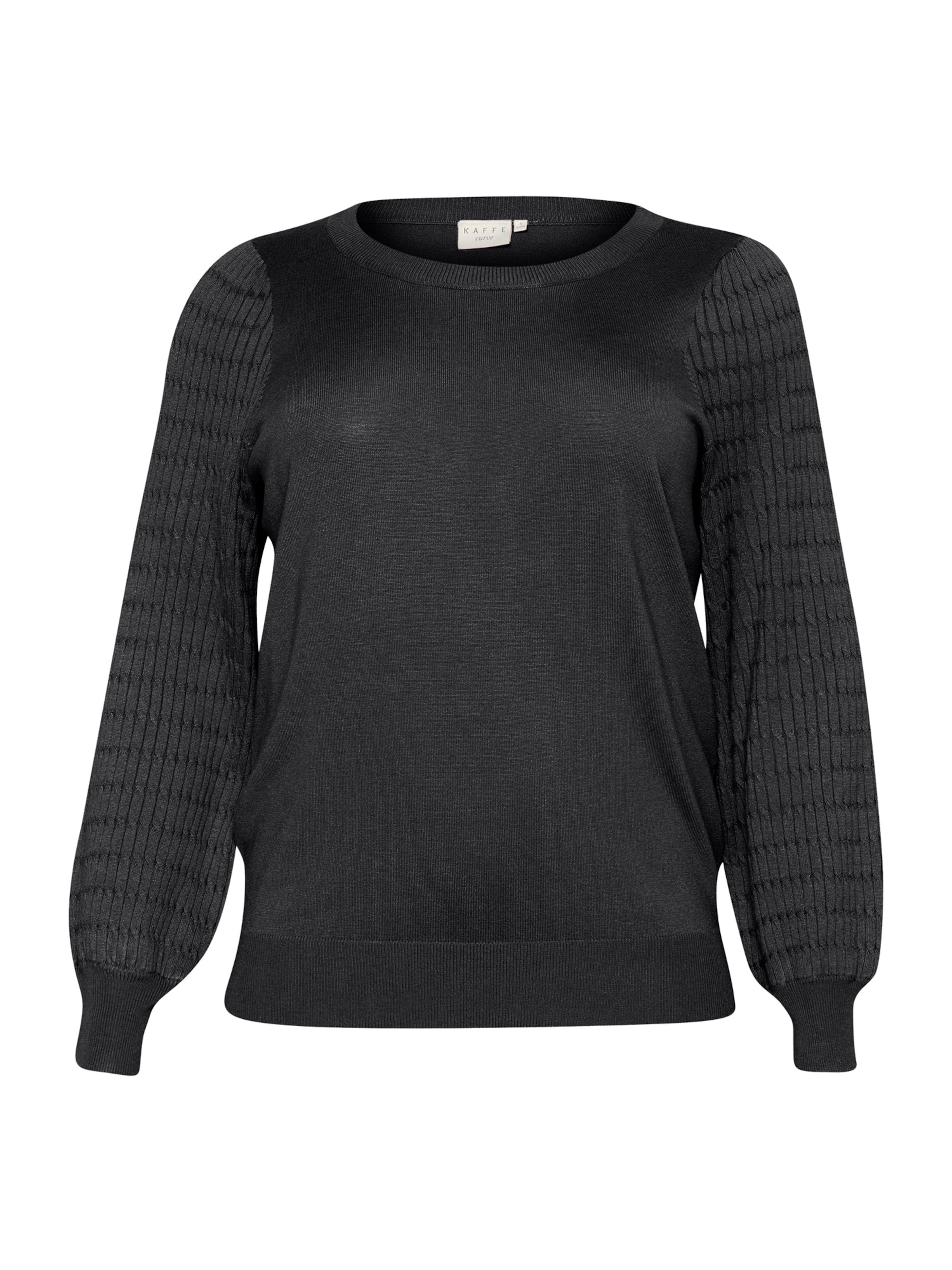 KAFFE CURVE Pulover 'KC Lini' | črna barva: sprednja stran