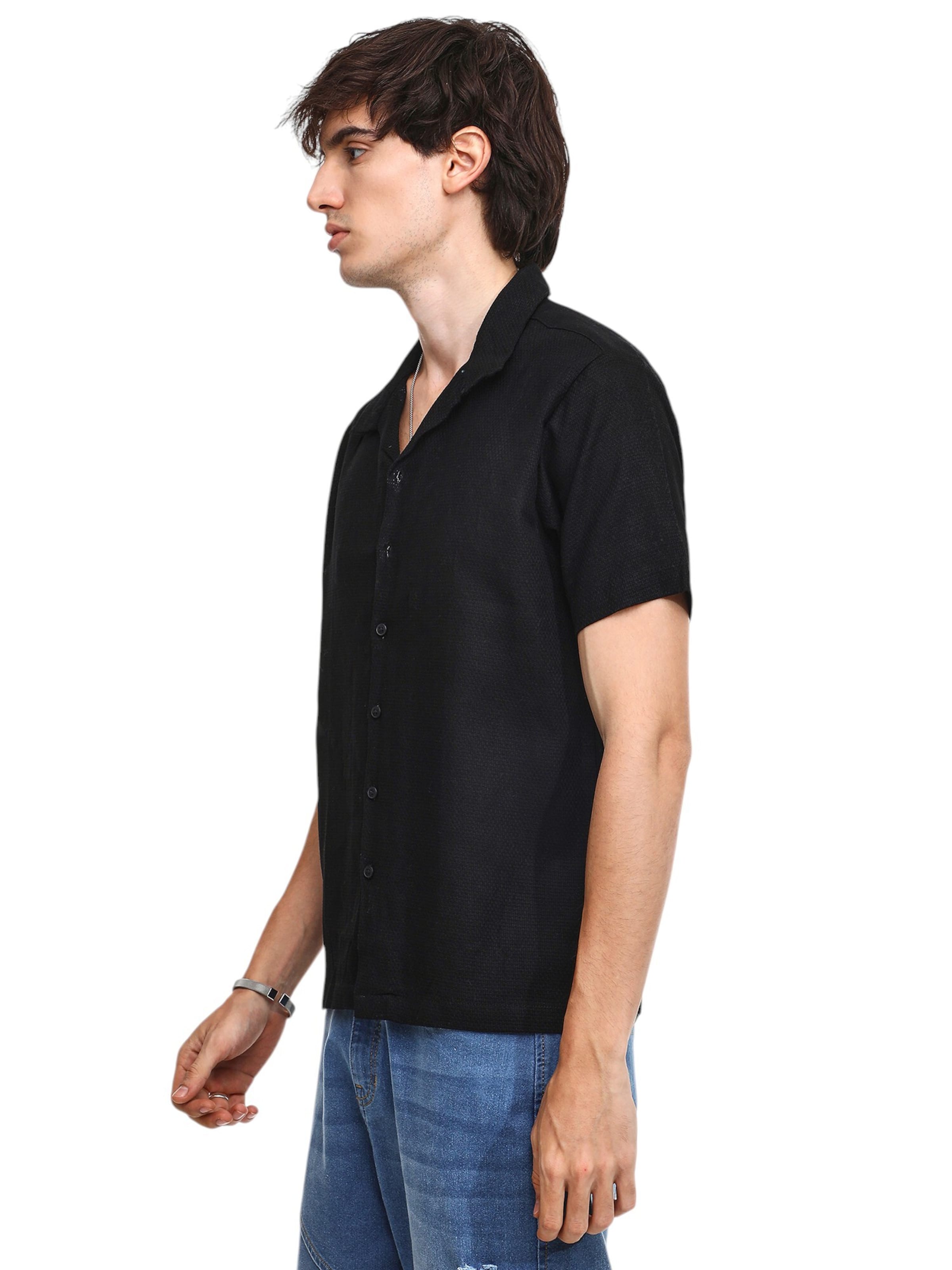 Campus Sutra Comfort Fit Košeľa 'Tempest' - Čierna