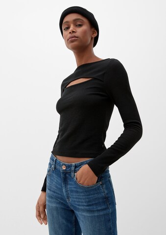 T-shirt QS en noir : devant