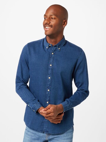 SELECTED HOMME جينز ضيق الخصر والسيقان قميص 'JOE' بلون أزرق: الأمام