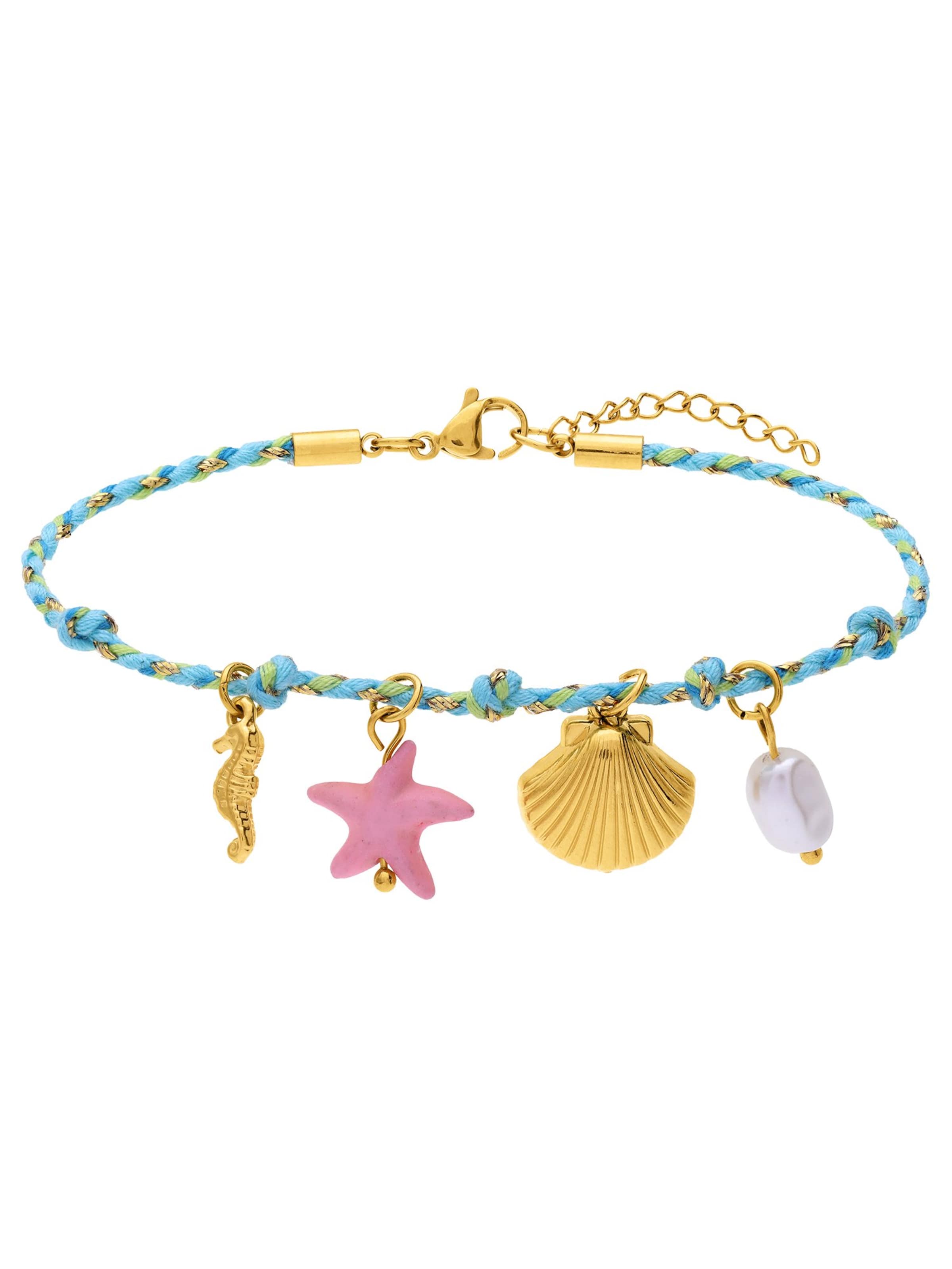 Lucardi Armband in Onesize in blau / gold / pink / perlweiß, Produktansicht