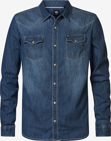 Coupe regular Chemise Petrol Industries en bleu : devant