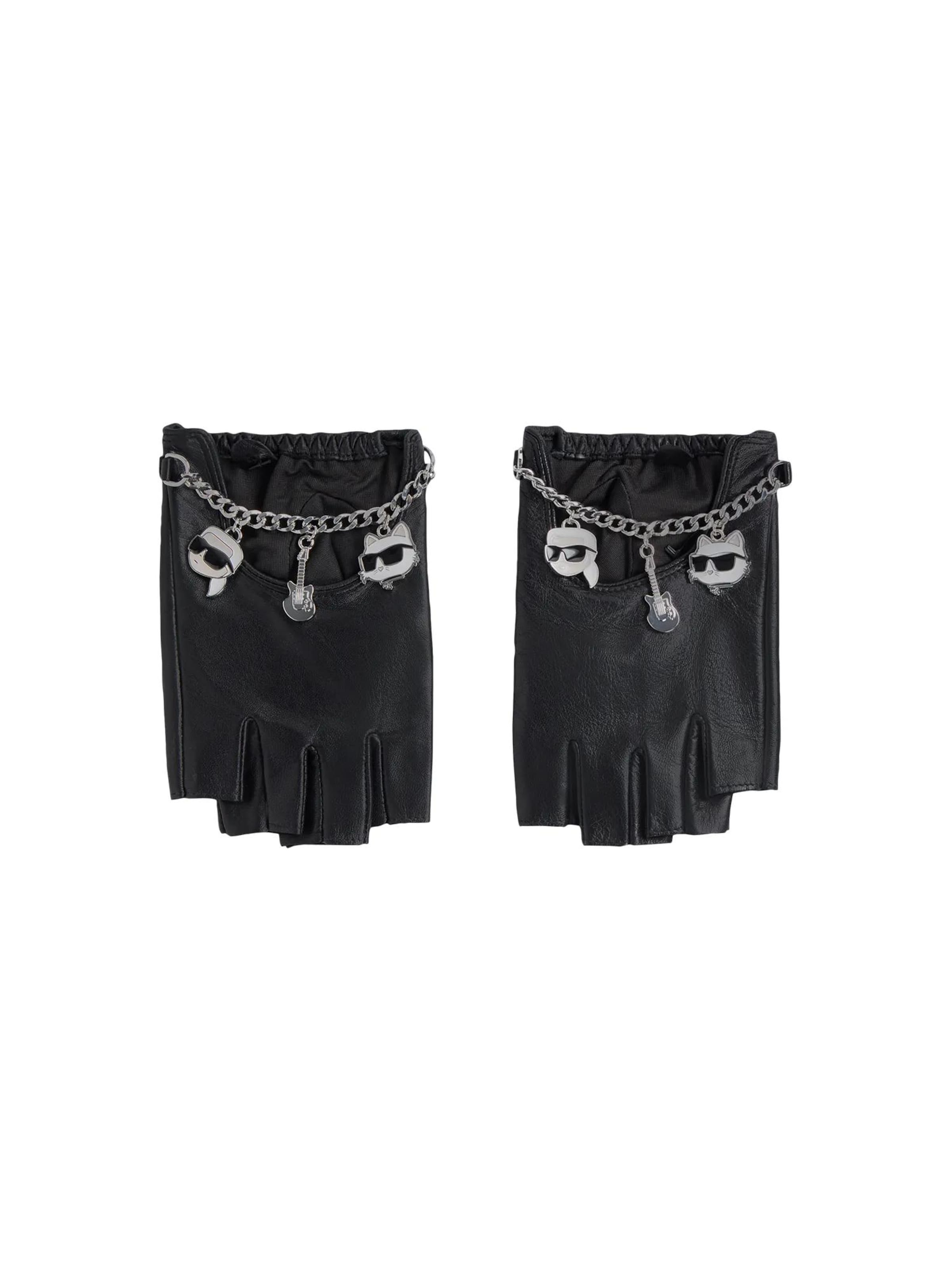Mitaines 'Ikon' Karl Lagerfeld en noir : devant