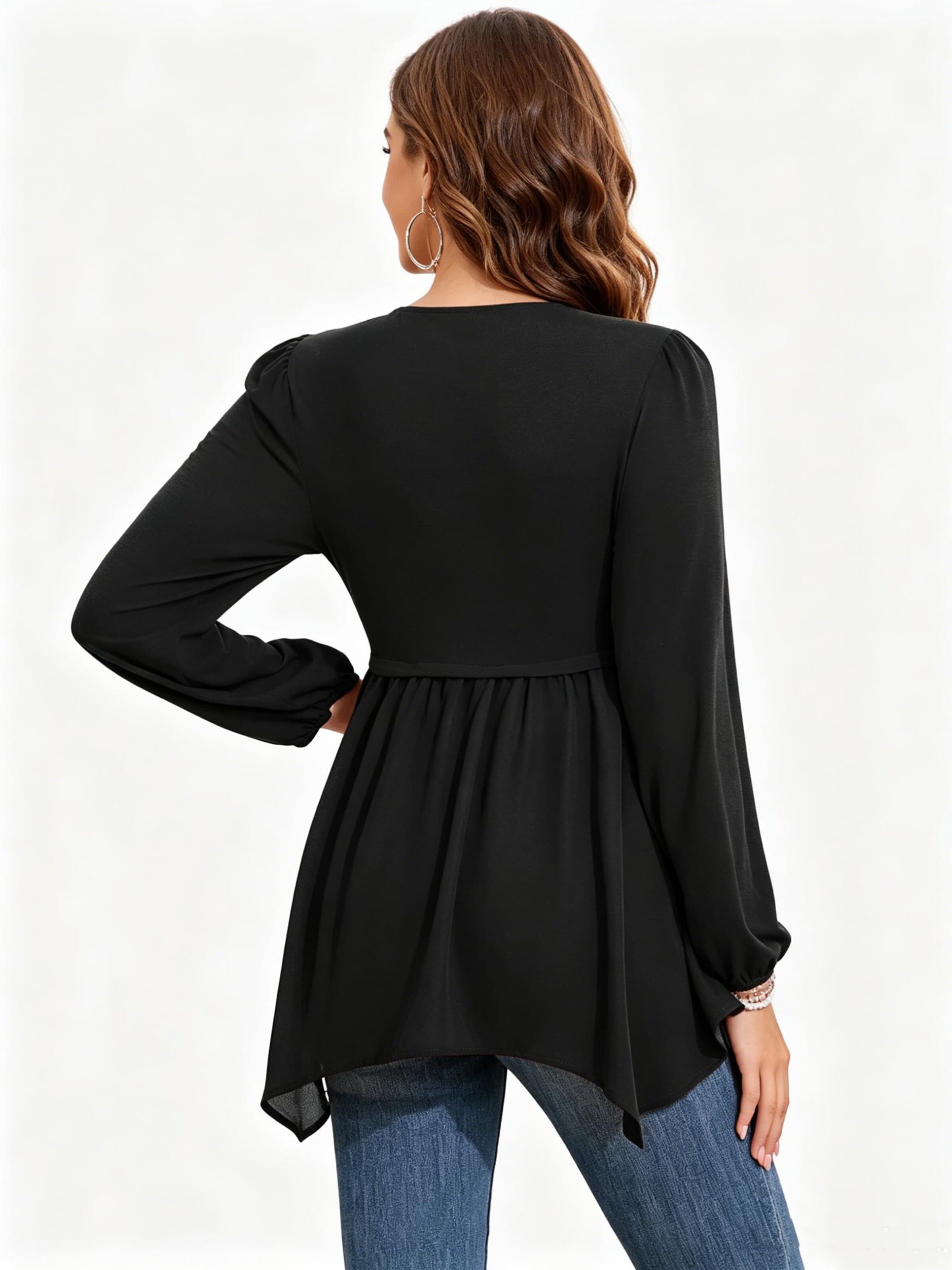 KoJooin Marynarka 'Damen-Cardigan mit drapierter Vorderseite, langen Ärmeln und asymmetrischem Wasserfallsaum, leicht' w kolorze czarny