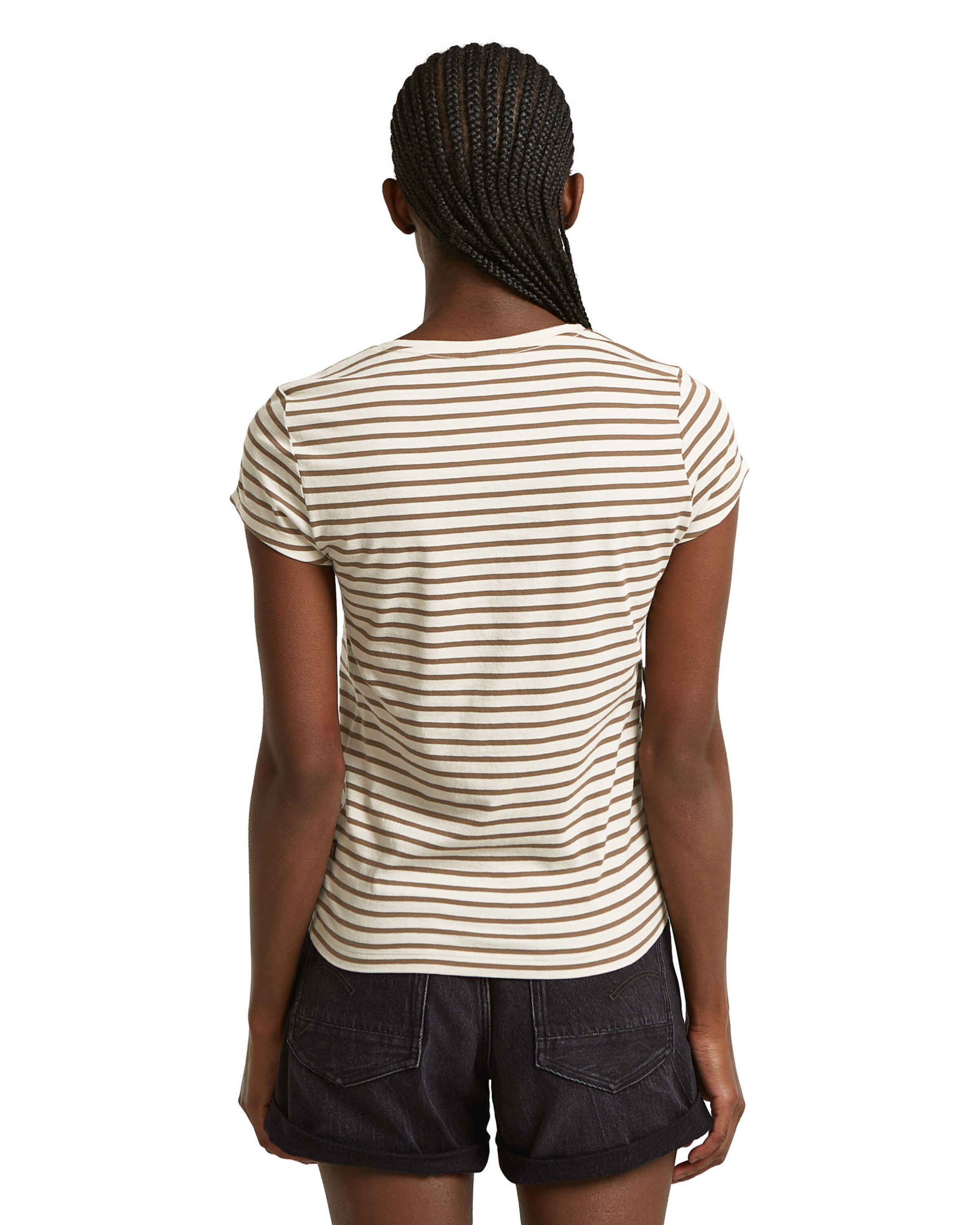 G-STAR Shirt 'Stripe Eyben Slim V T-Shirt 2.0' in Beige