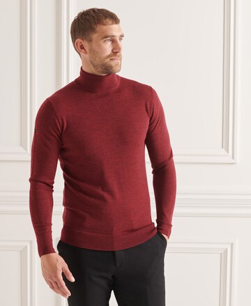 Superdry Regular fit Trui 'Studios Merino' in Rood: voorkant