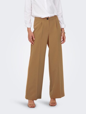 ONLY Wide leg Pleat-Front Pants 'WENDY' in Brown: front