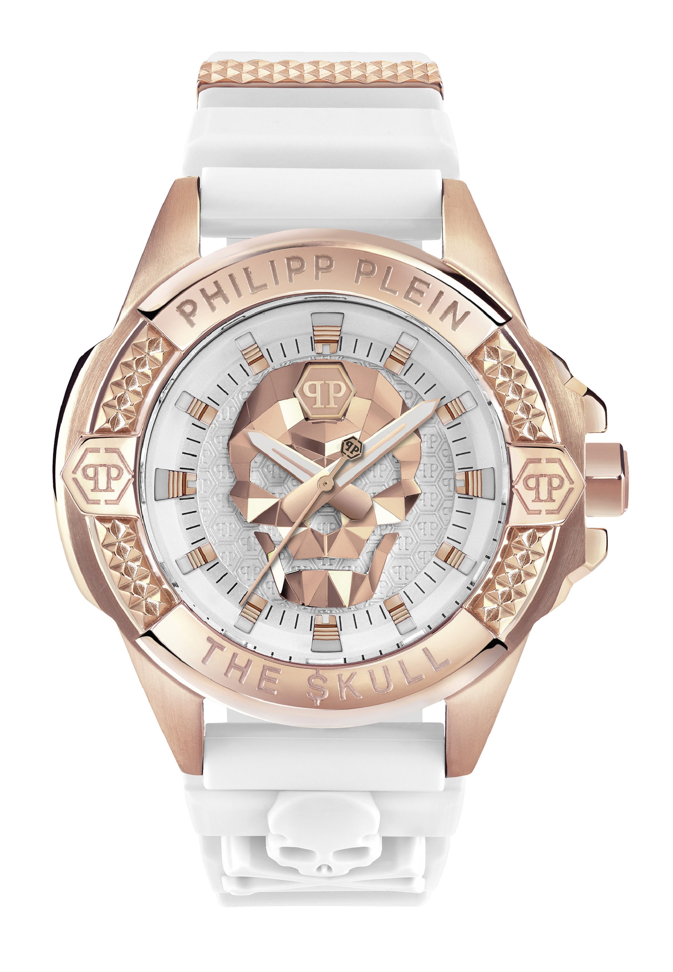 Montre à affichage analogique 'The $kull' Philipp Plein en blanc : devant