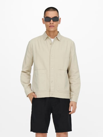 Only & Sons Comfort fit Overhemd 'Aron' in Beige: voorkant