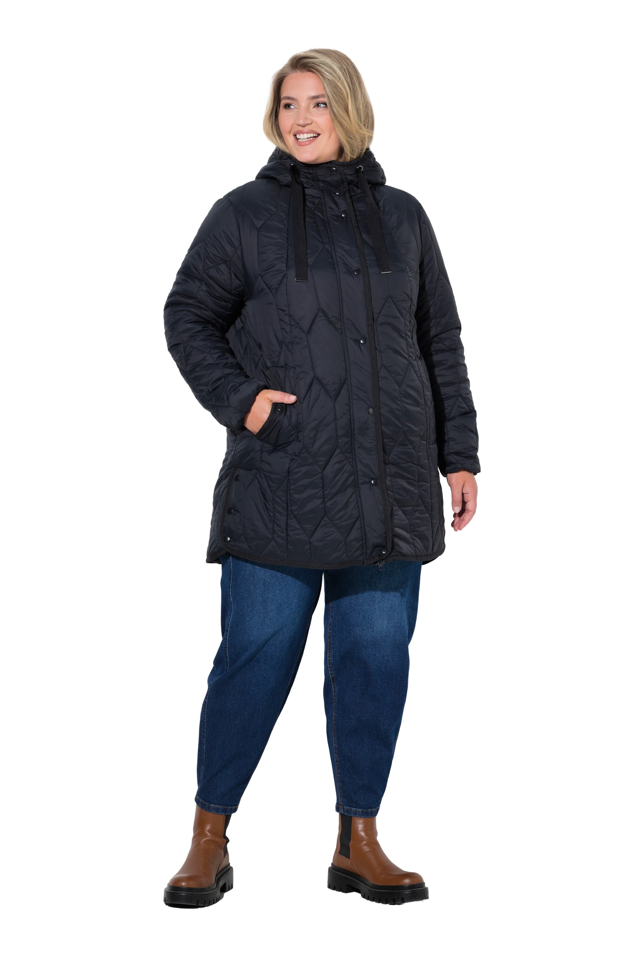 Ulla Popken Übergangsjacke in Schwarz: Vorderseite