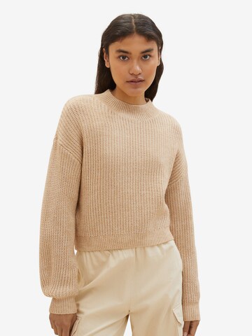 TOM TAILOR DENIM Sweater in Beige: front