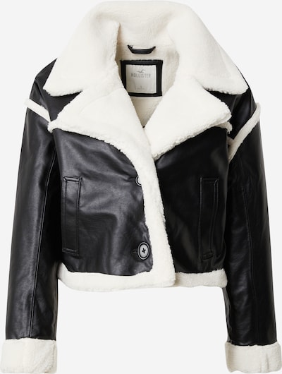 HOLLISTER Prehodna jakna | črna / bela barva, Prikaz izdelka