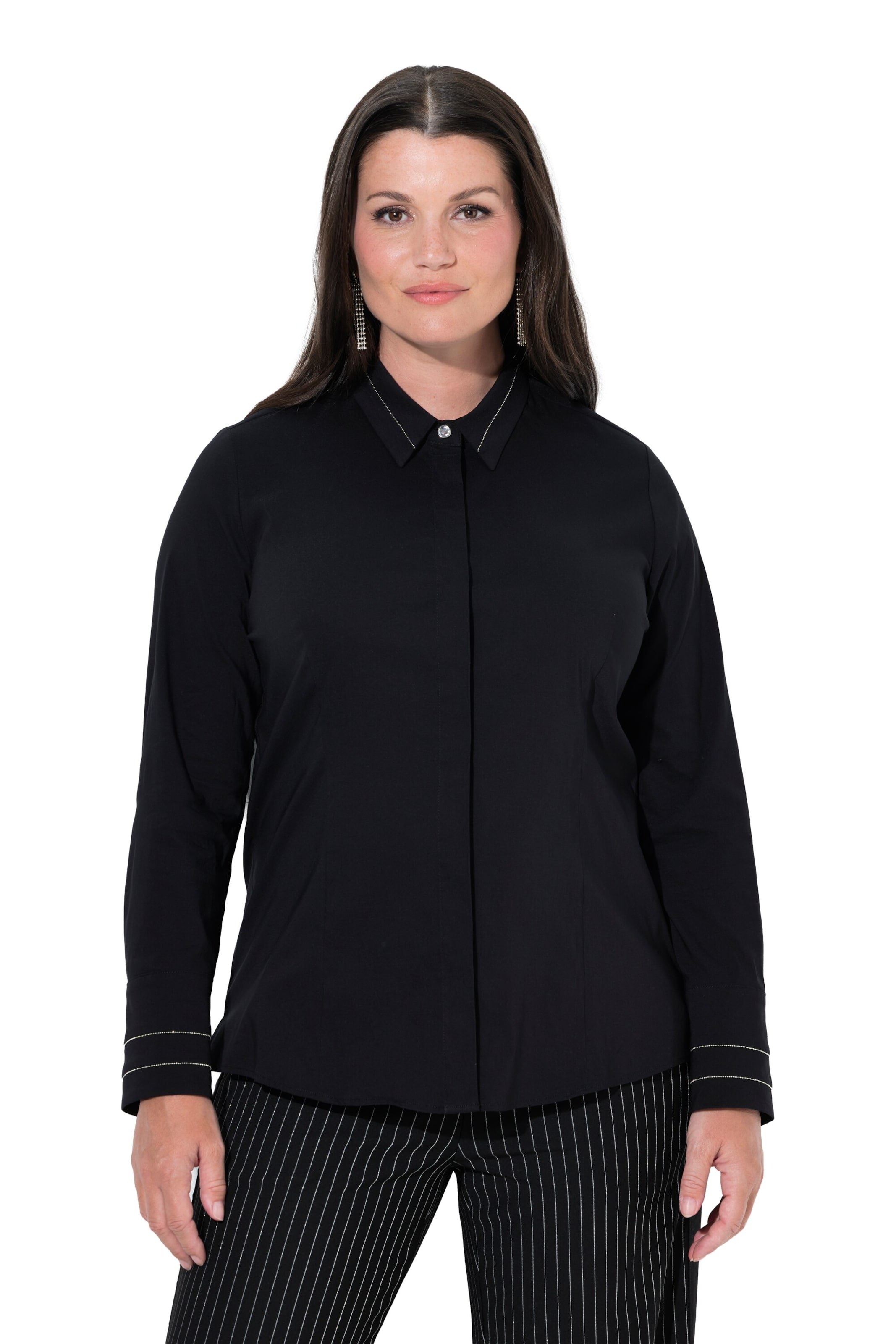 Ulla Popken Hemdbluse in Schwarz: Vorderseite