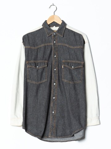 Cody Denim Button Up Shirt in L-XL in Black: front