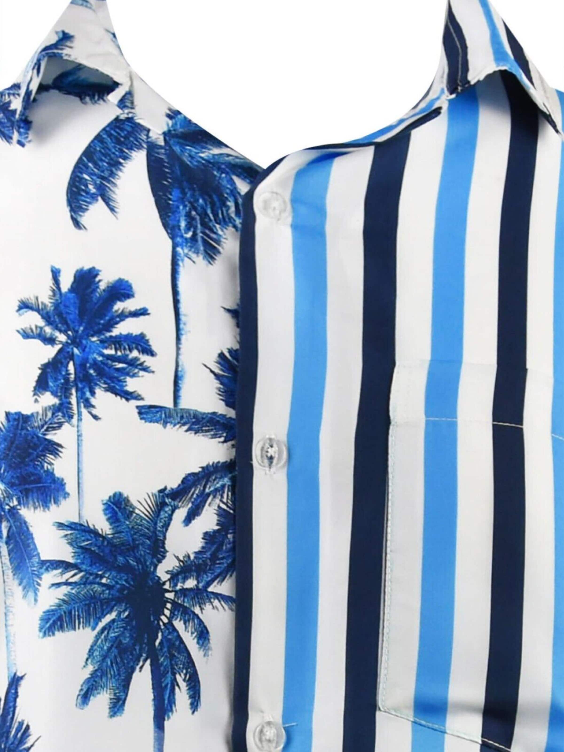 King Kameha Shirt 'Stripes' in Blauw