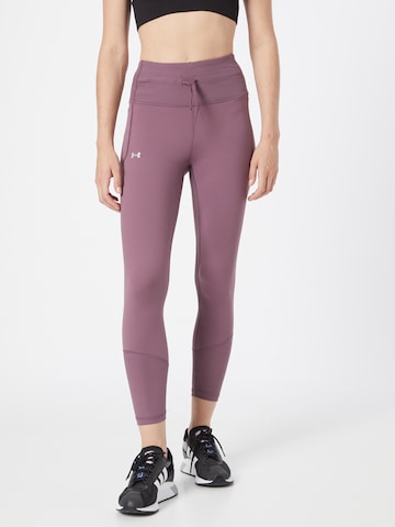 UNDER ARMOUR Skinny Sports trousers 'Meridian' in Purple: front