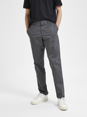 SELECTED HOMMEregular Chino hlače 'New Miles' - siva boja: prednji dio