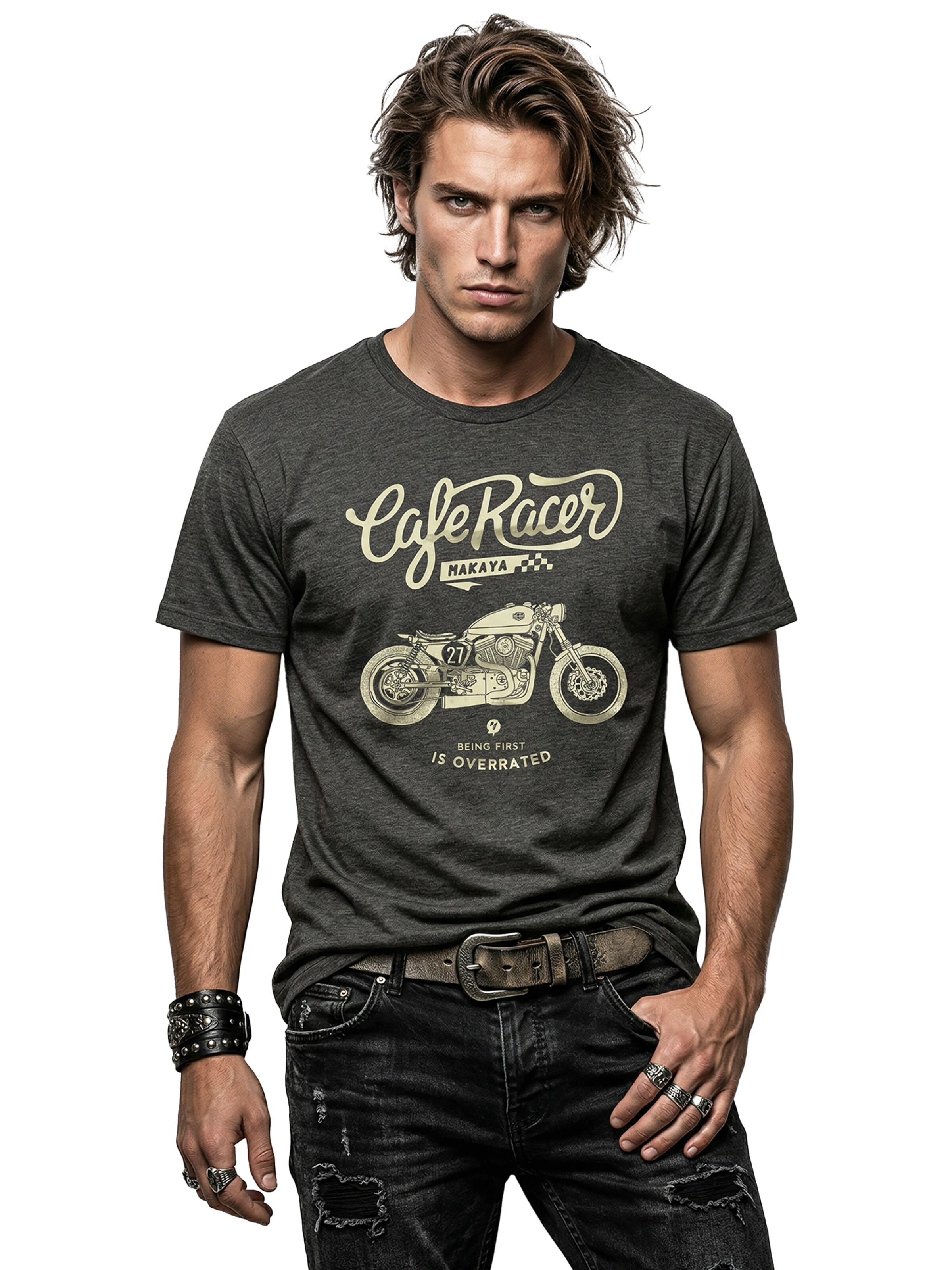 MAKAYA Shirt 'Being first' in Grey: front