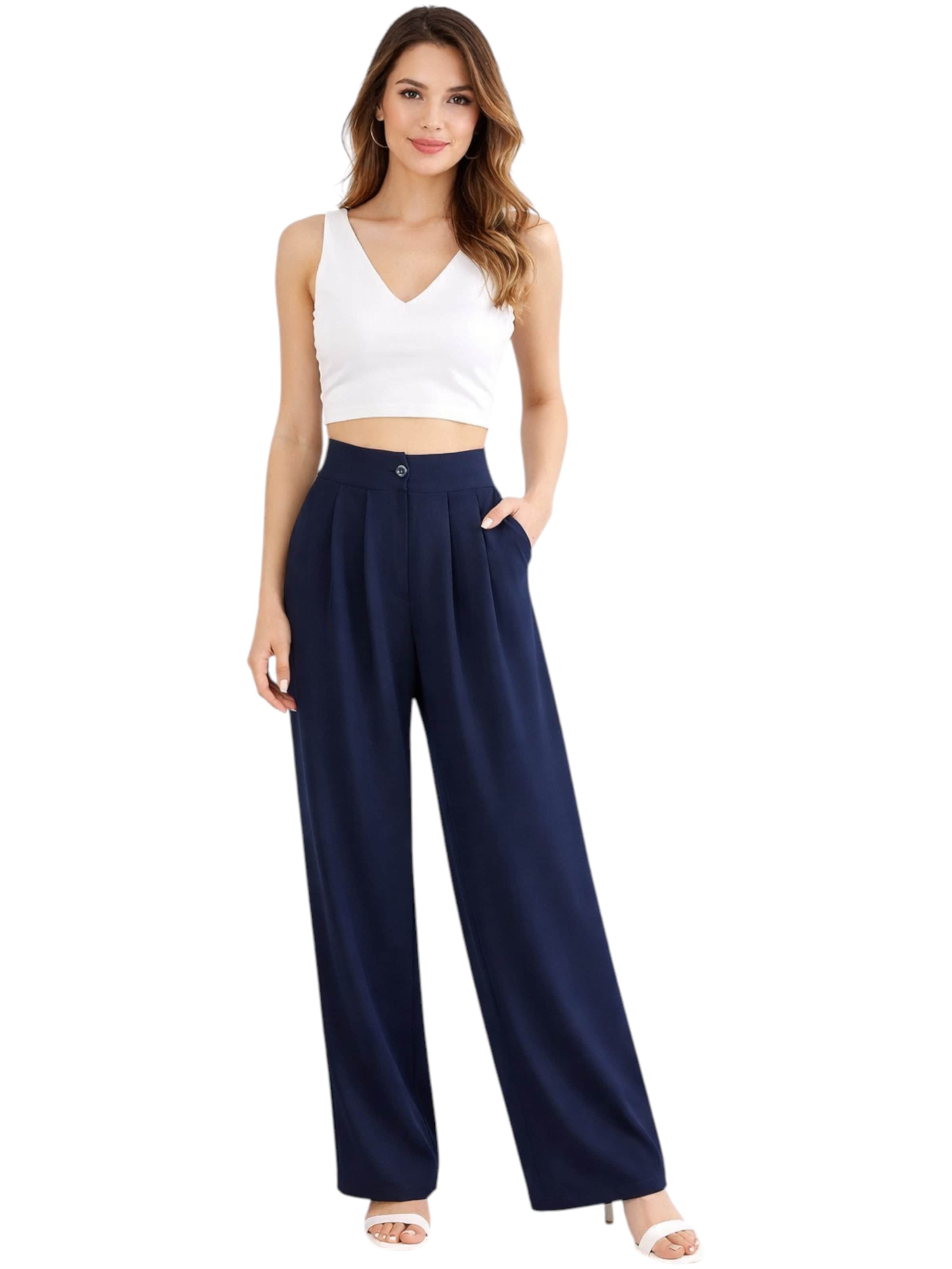 Wide Leg Pantalon à pince 'ALYA' fashionshowcase en bleu