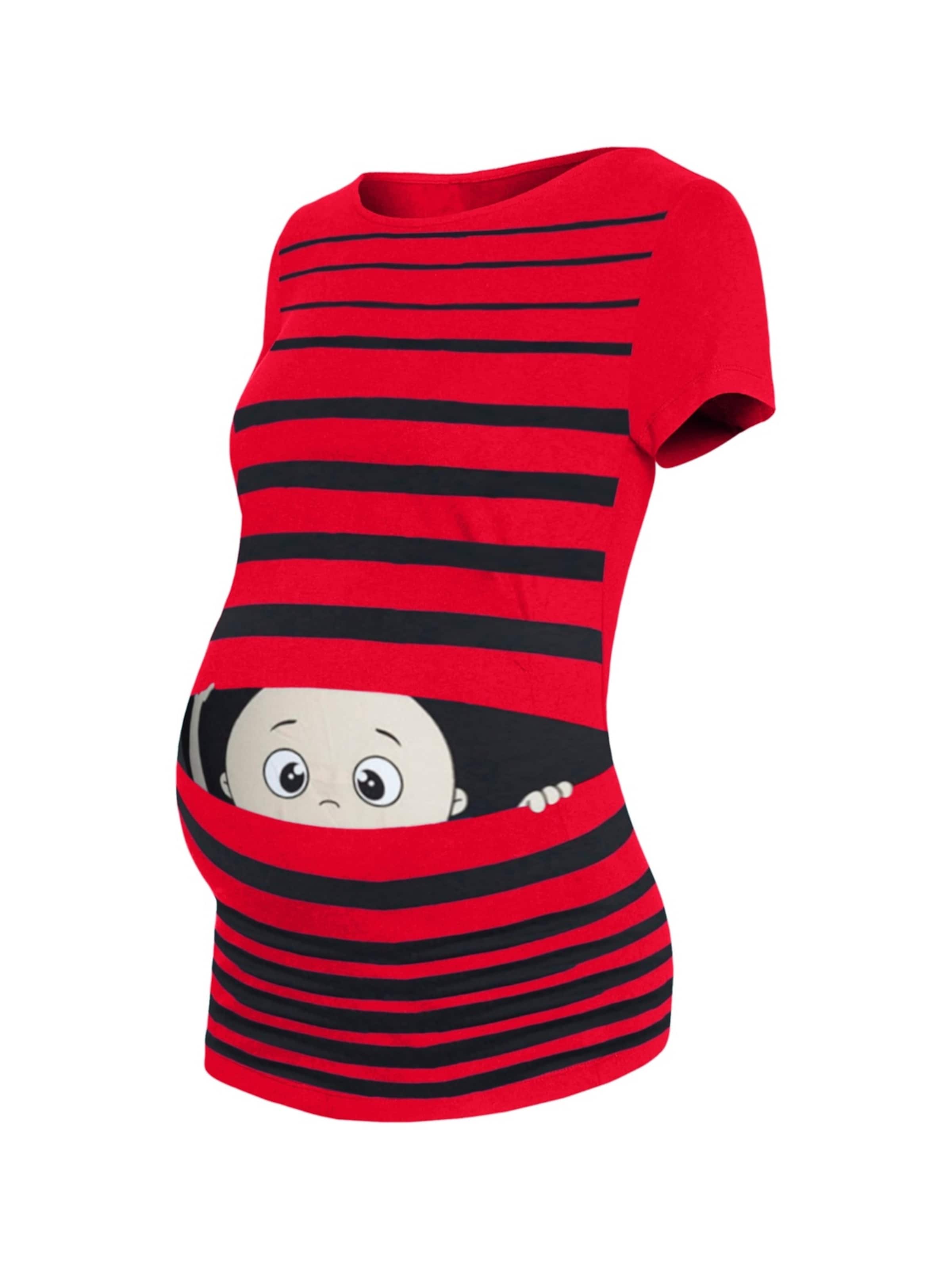 M.M.C. Shirt 'Guck Guck Umstandsshirt' in Red: front