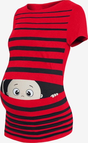 M.M.C. Shirt 'Guck Guck Umstandsshirt' in Red: front