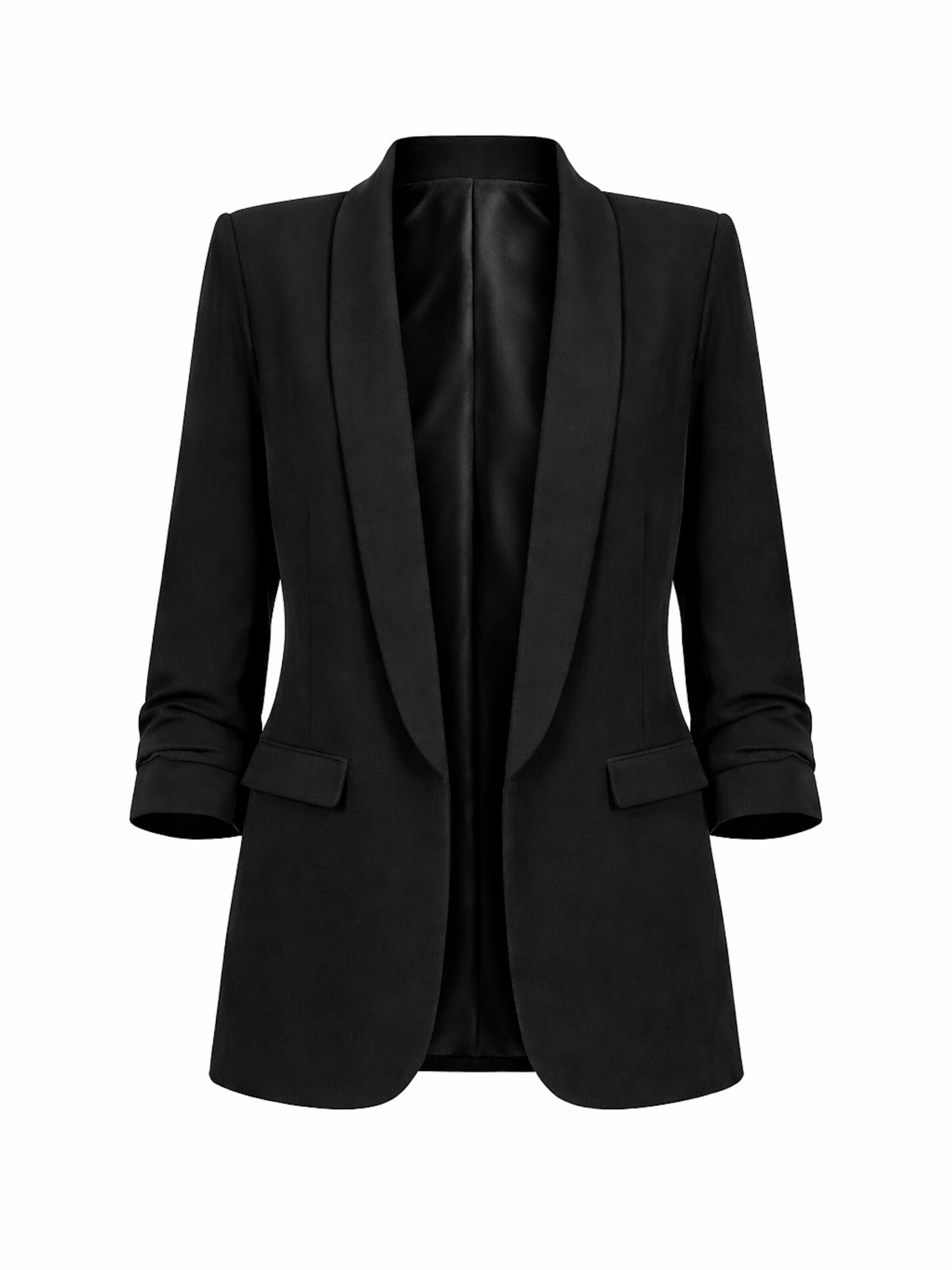 Worldclassca Blazer 'Damen Blazer 3/4 Arm mit Raffung'‌‌ in Schwarz: Vorderseite