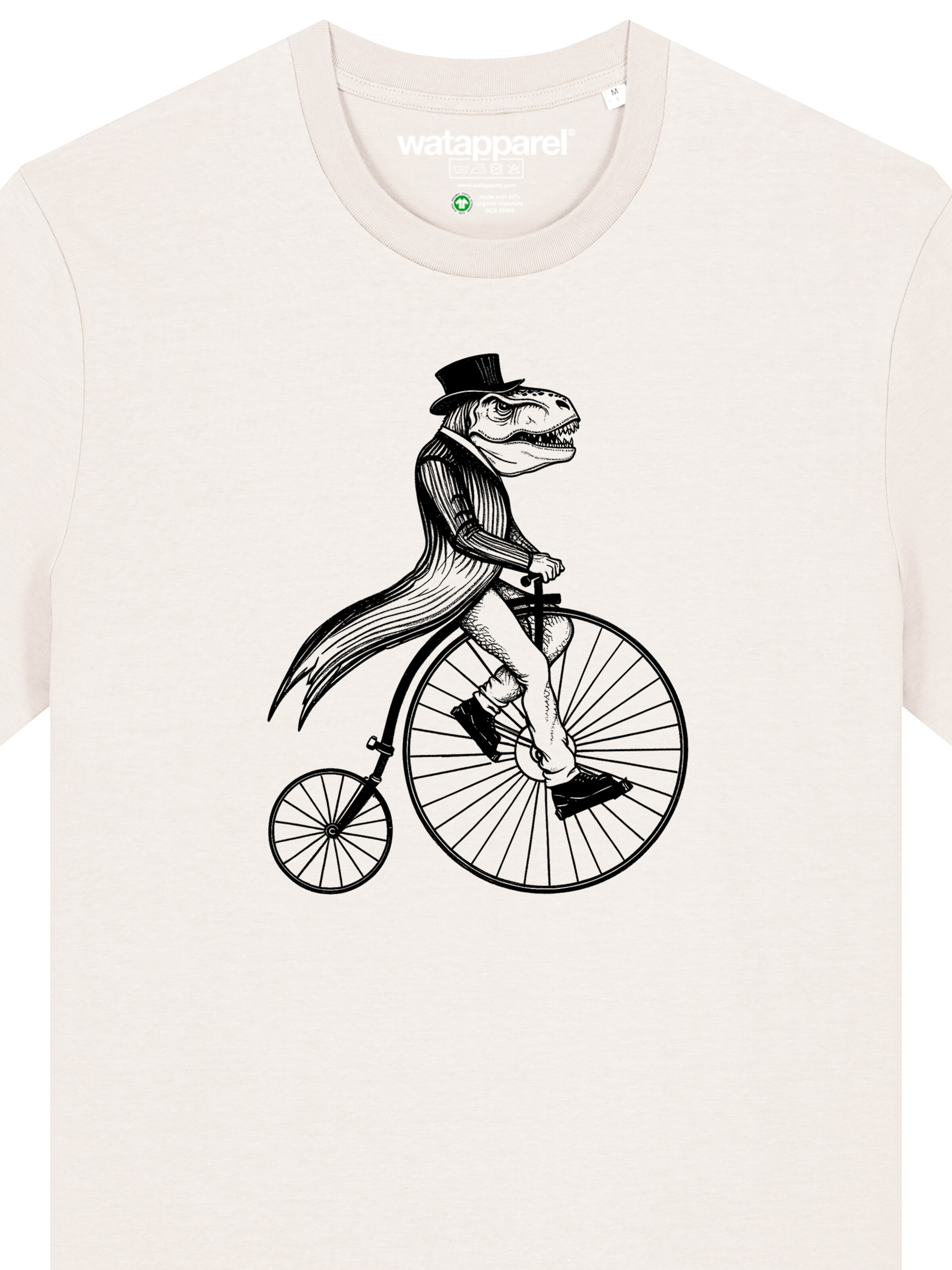 Watapparel Shirt 'T-Rex auf Fahrrad' in White