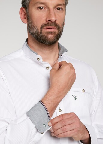 SPIETH & WENSKY Slim fit Traditional Button Up Shirt 'West' in White