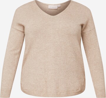 ONLY Carmakoma - Pullover 'Margareta' em castanho: frente