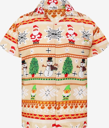 Camicia 'Christmas Rows' di King Kameha in beige: frontale