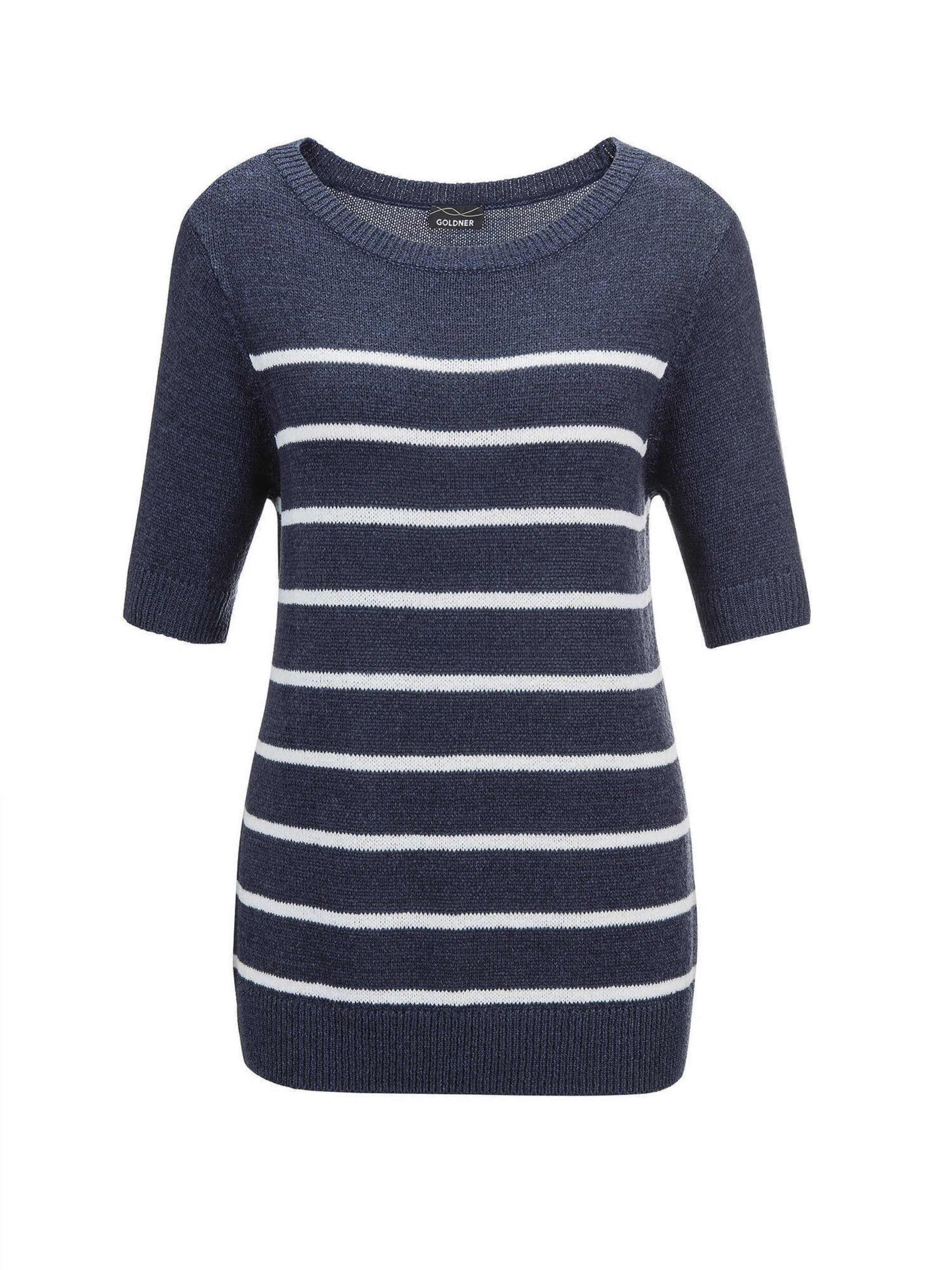 Goldner Pullover in Blau: Vorderseite