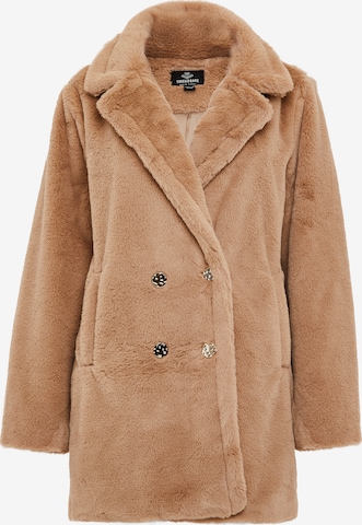 Threadbare Ανοιξιάτικο και φθινοπωρινό παλτό 'Furry' σε καφέ: μπροστά