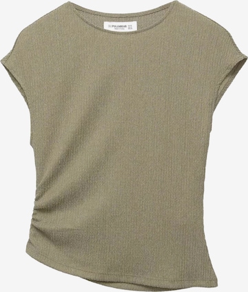 Pull&Bear Koszulka w kolorze zielony: przód