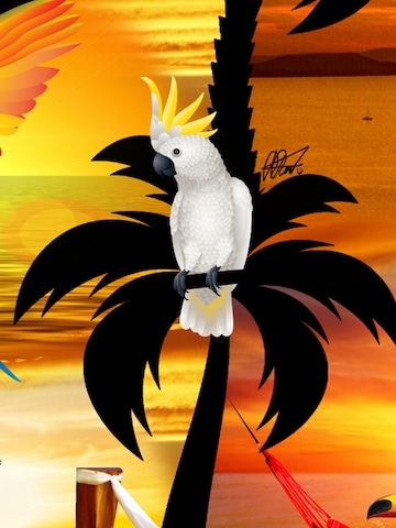 Hawaiihemdshop.de Regularny krój Koszula 'Hawaiihemd "Sunshine Parrots"' w kolorze pomarańczowy
