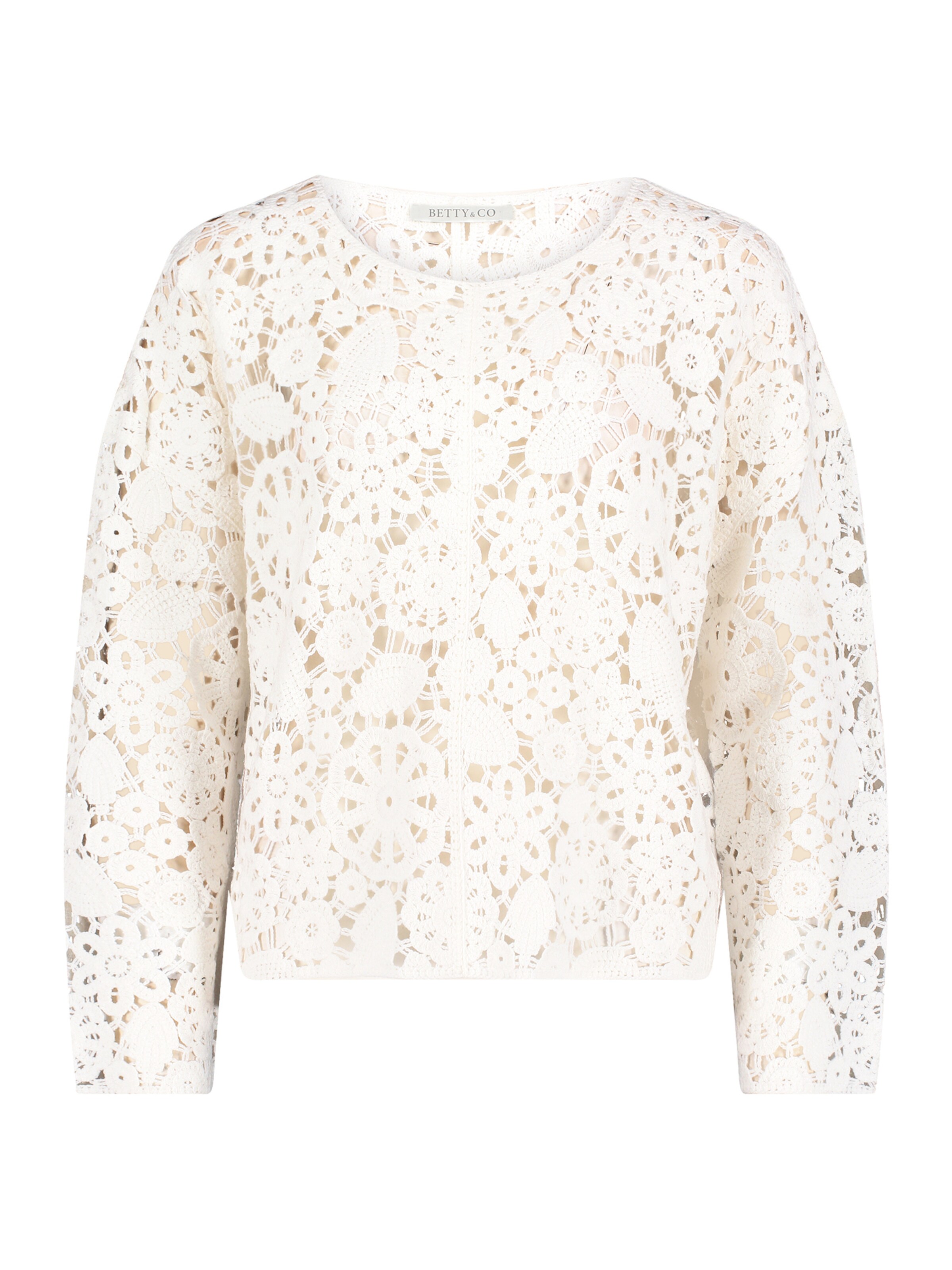 Betty & Co Lochstrick-Pullover mit U-Boot-Ausschnitt in creme, Produktansicht