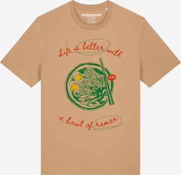 T-Shirt 'Life Is Better With Ramen' Watapparel en beige : devant