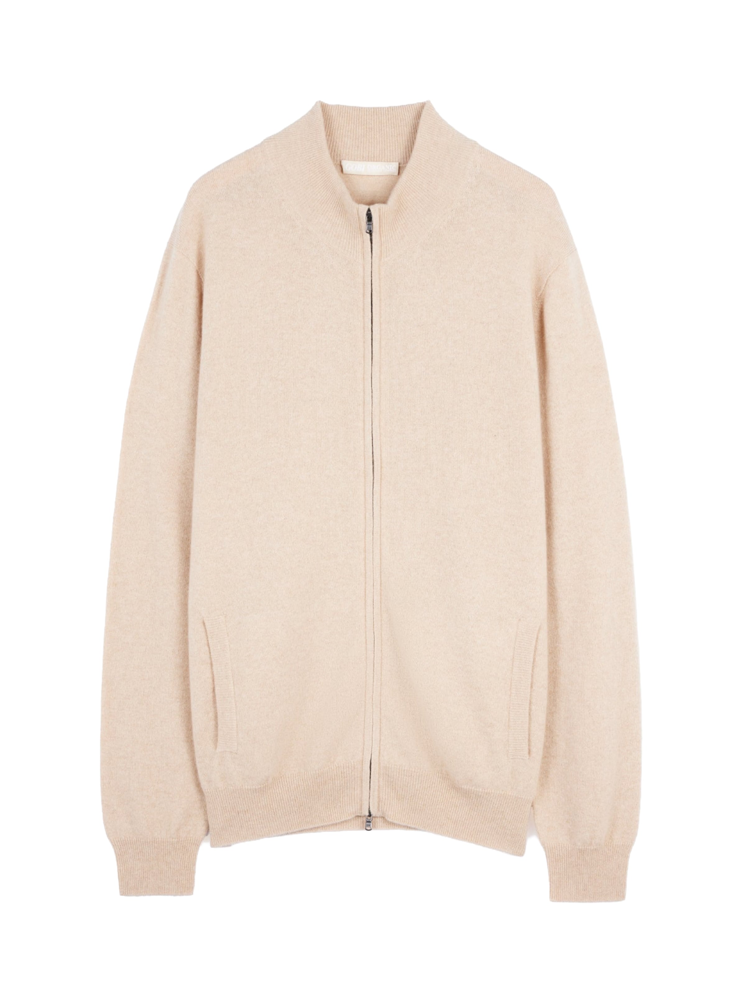 GOBI Cashmere Knit Cardigan 'Men's Essential Full-Zip Cashmere Cardigan' in Beige: front