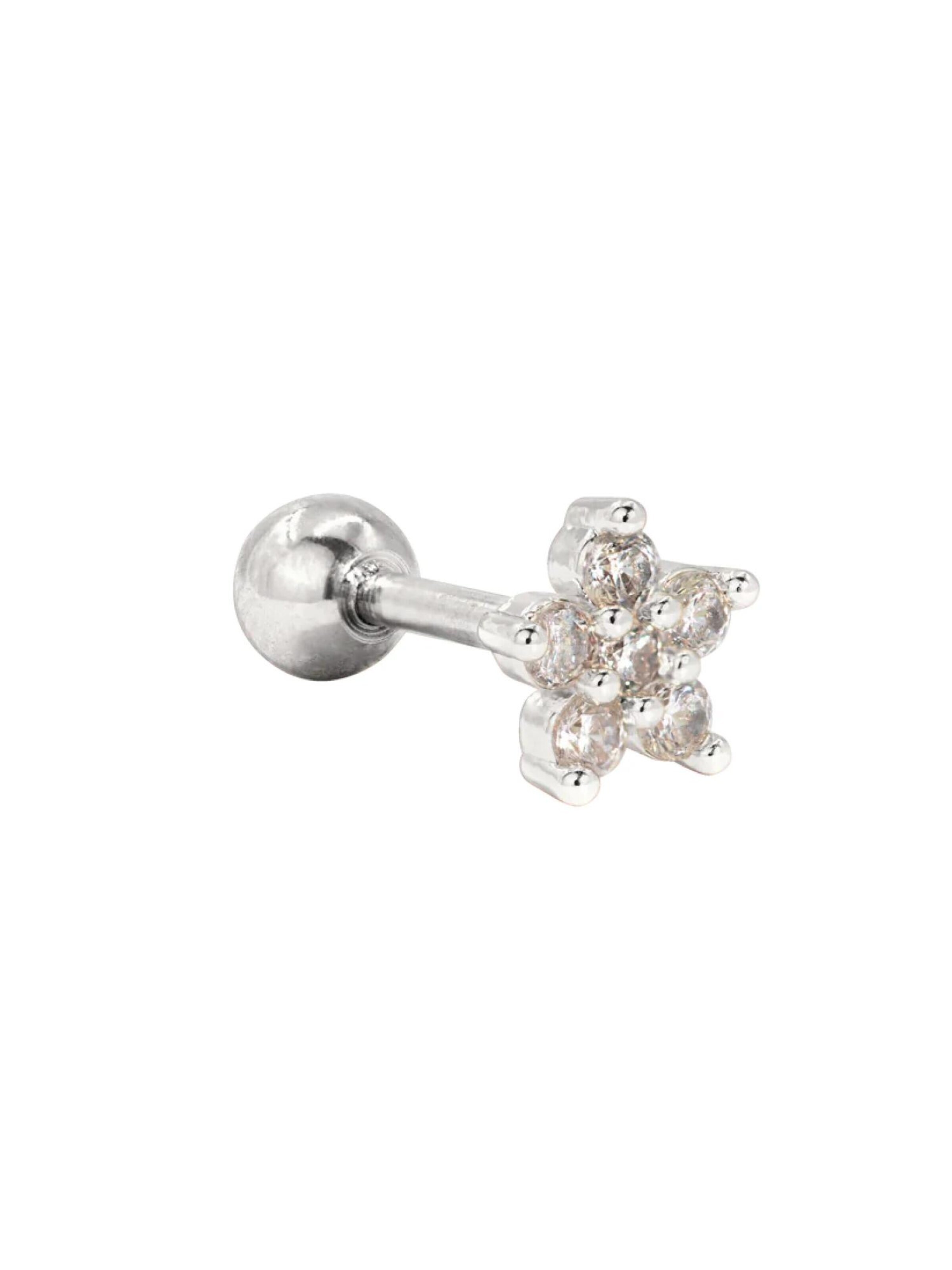 Luamaya Piercingschmuck 'Radiant Flower Piercing Stud'‌‌‌‌‌‌‌‌‌‌ in Silber: Vorderseite