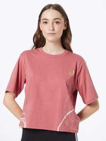 Tricou funcțional 'Holiday Lights Graphic' de la ADIDAS SPORTSWEAR pe roșu: față