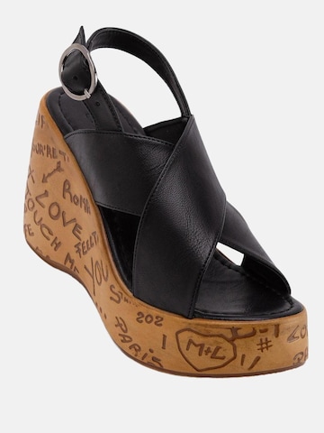 Limoya Sandals in Black: front