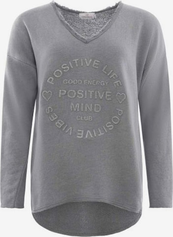 pilka Zwillingsherz Megztinis be užsegimo 'Positive Mind': priekis